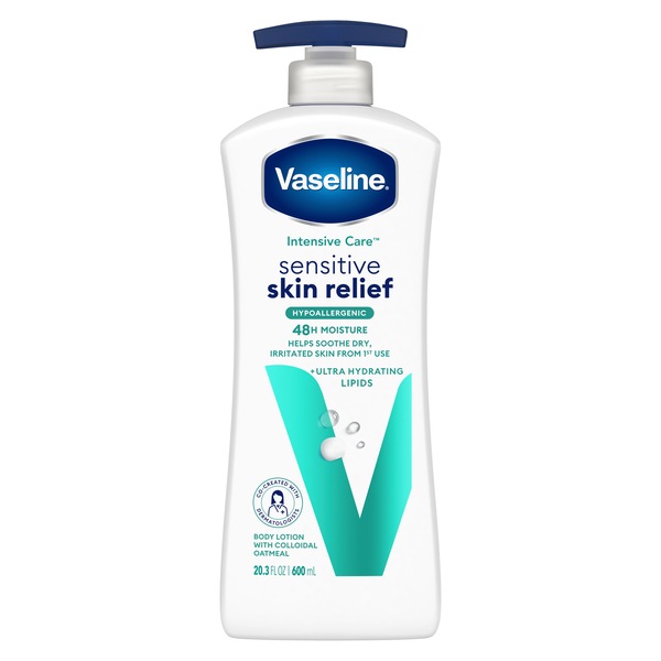 Vaseline Intensive Care Sensitive Skin Relief Hypoallergenic Body Lotion with Colloidal Oatmeal