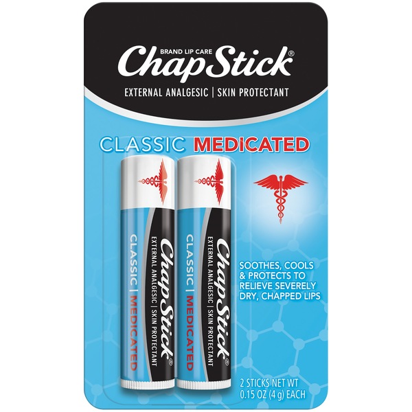 ChapStick Medicated Flavor 2 pack Lip Balm Tube, Skin Protectant, Lip Care