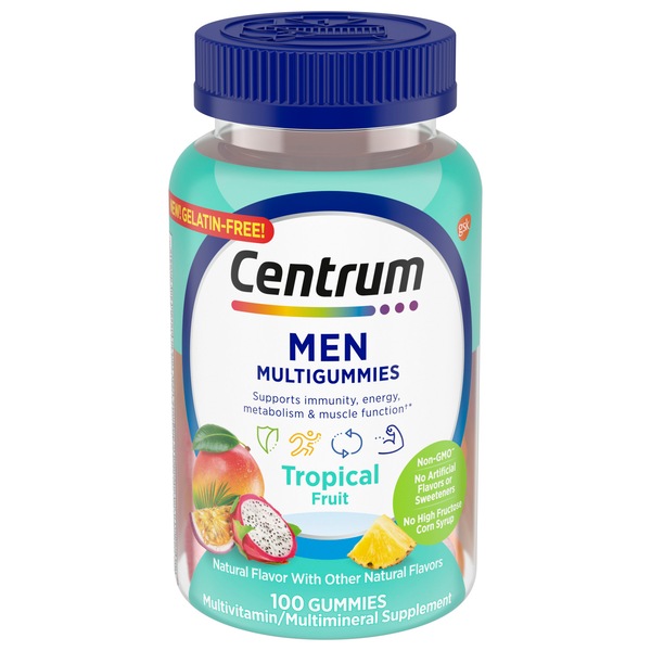 Centrum Men's Multivitamin Gummies, Tropical Fruit Flavor, 100 CT