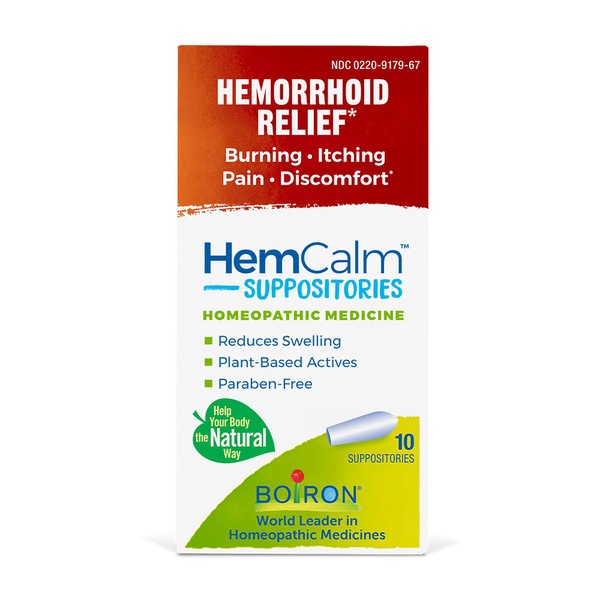 Boiron HemCalm Homeopathic Medicine for Hemorrhoid Relief Suppositories, 10 CT