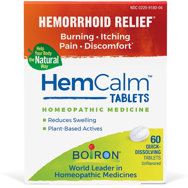 Boiron HemCalm Homeopathic Medicine for Hemorrhoid Relief Tablets, 60 CT