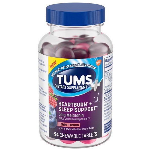 TUMS+Heartburn+ Sleep Support with Melatonin, Berry Fusion, 54 CT