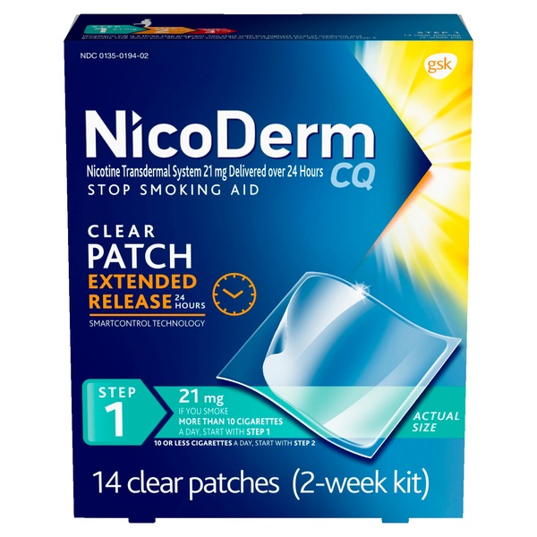 NicoDerm CQ Nicotine Patches to Stop Smoking, Step 1 - 14 Count