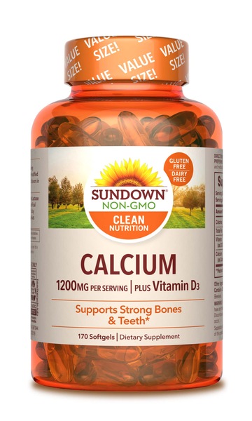 Sundown Naturals - Cápsulas blandas de calcio 1200 más vitamina D3, 1000 IU, 170 u.
