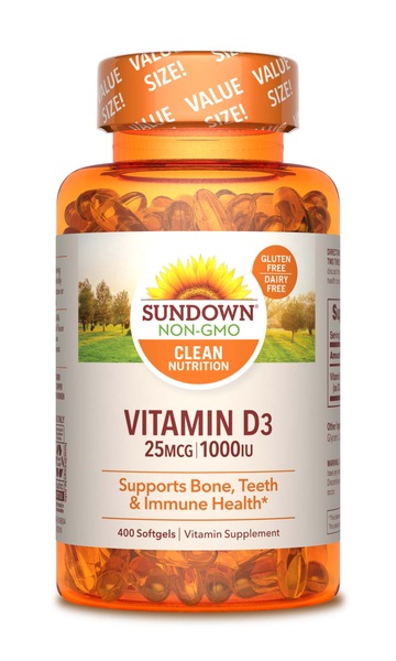 Sundown Naturals Vitamin D3 Softgels 1000 IU