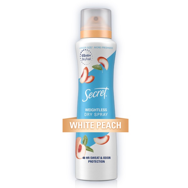 Secret 48-Hour Antiperspirant & Deodorant Dry Spray, White Peach, 4.1 OZ