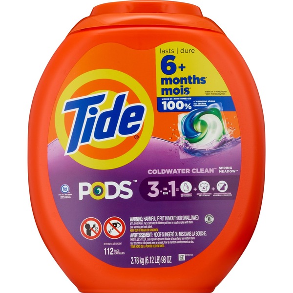 Tide Pods 3-In-1 Coldwater Clean Laundry Detergent, Spring Meadow, 112 ct