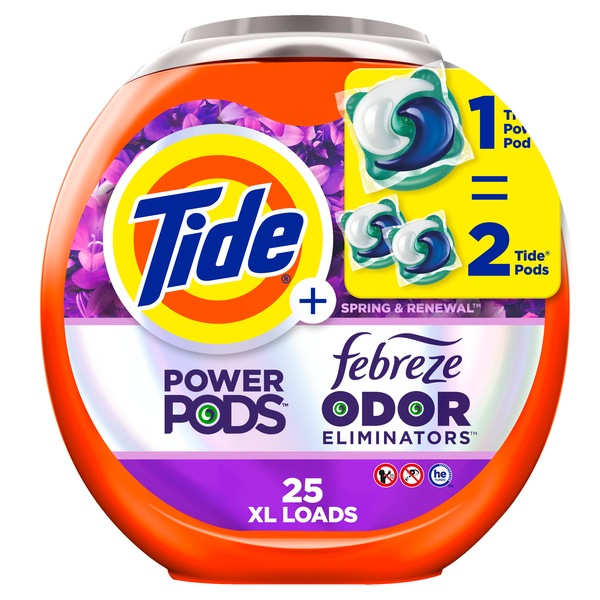 Tide Power Pods Laundry Detergent Pacs with Febreze, Spring & Renewal Scent, 25 ct