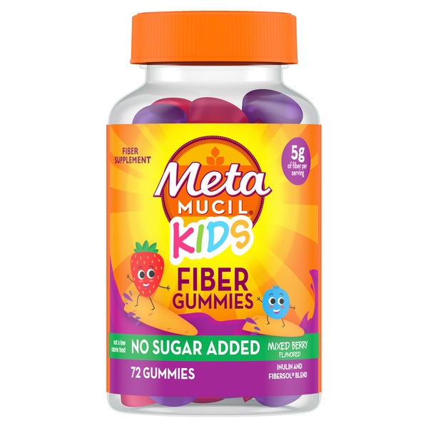 Metamucil Kids Fiber Supplement Gummies, Mixed Berry, 72 CT