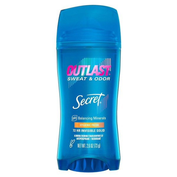 Secret Outlast Deodorant Stick, Hygienic Fresh, 2.6 OZ