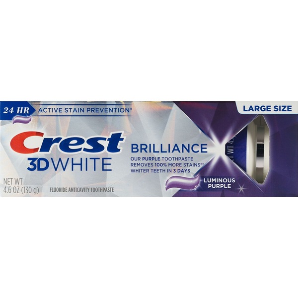 Crest 3D White Brilliance Fluoride Anticavity Toothpaste, Luminous Purple, 3.5 OZ