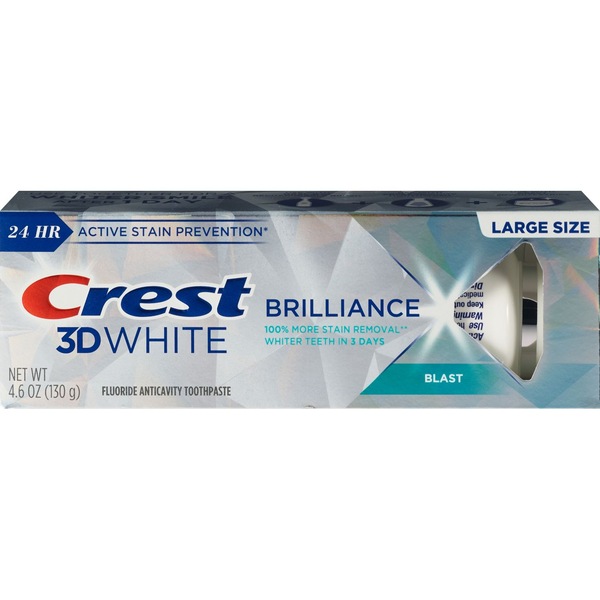 Crest 3D White Brilliance Toothpaste, Blast, Large Size, 4.6 OZ