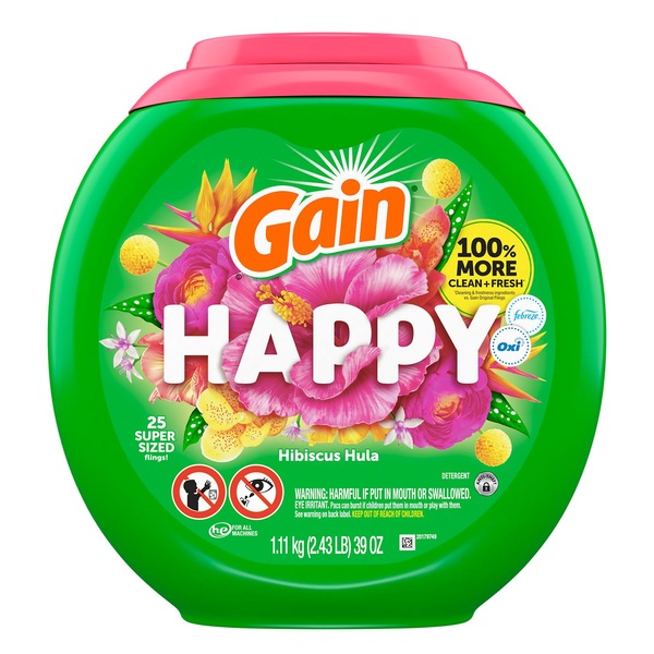 Gain Super Flings Laundry Detergent, Happy Hibiscus Hula, 25 ct