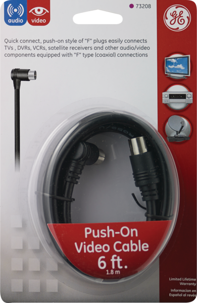 GE Push-On Video Cable, 6'