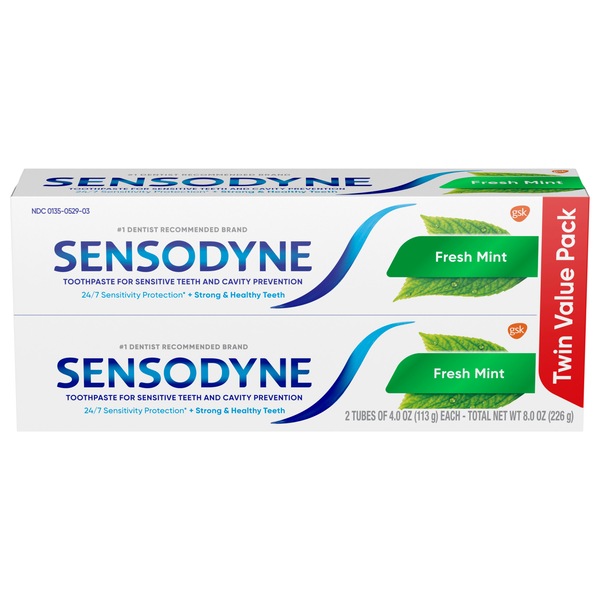 Sensodyne Toothpaste for Sensitive Teeth and Cavity Protection, Fresh Mint