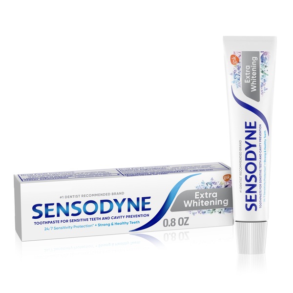 Sensodyne Extra Whitening - Pasta dental blanqueadora para dientes sensibles, 0.8 oz