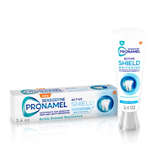 Sensodyne Pronamel Active Shield Whitening Toothpaste for Sensitive Teeth and Cavity Prevention, Builds Enamel Resistance, Cool Mint