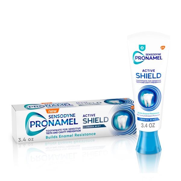 Sensodyne Pronamel Active Shield Toothpaste for Sensitive Teeth and Cavity Prevention, Builds Enamel Resistance, Fresh Mint