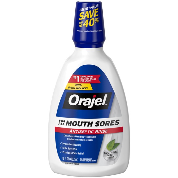 Orajel Antiseptic Rinse for All Mouth Sores, Mint