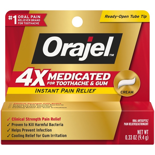 Orajel Instant Oral Pain Reliever Cream, Clinical Strength, 0.33 OZ