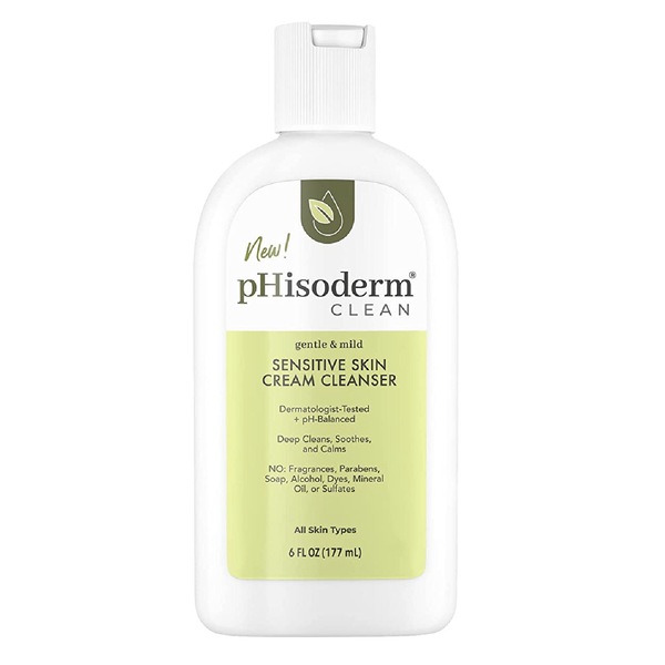 pHisoderm Clean Sensitive Skin Cream Cleanser, Fragrance-Free Face Wash, 6 OZ