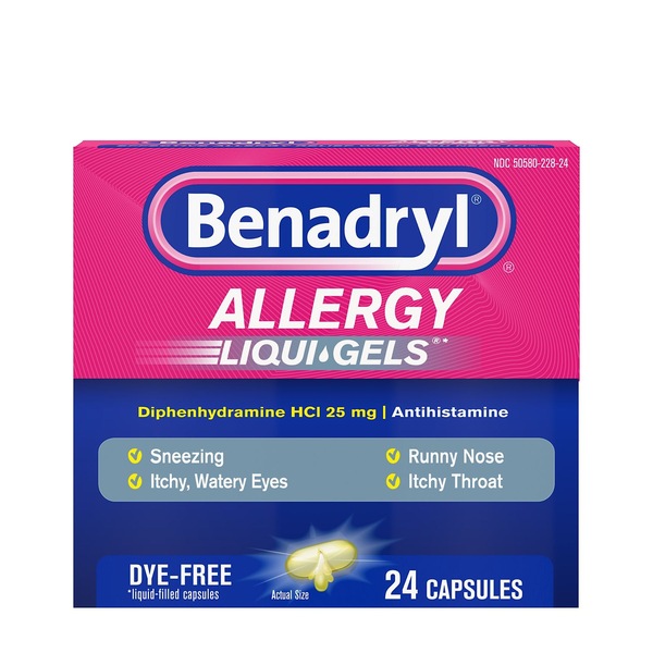 Benadryl Allergy Dye-Free Liqui-Gels, 24 CT