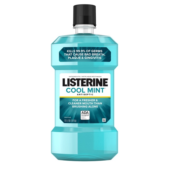Listerine Antiseptic Mouthwash for Bad Breath, Plaque, and Gingivitis, Cool Mint
