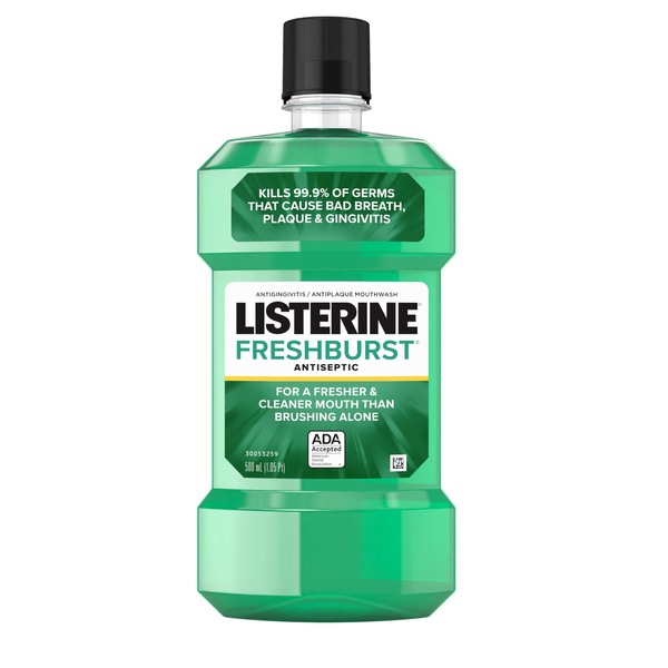 Listerine Antiseptic Mouthwash for Bad Breath, Plaque, and Gingivitis, Fresh Burst