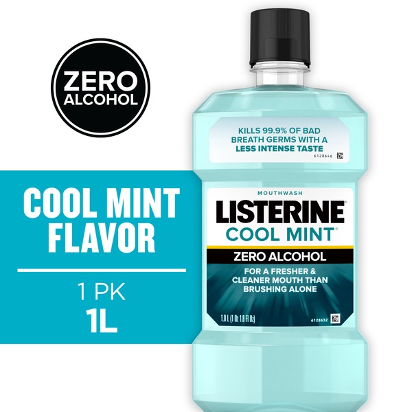 Listerine Mouthwash for Bad Breath, Zero-Alcohol, Cool Mint