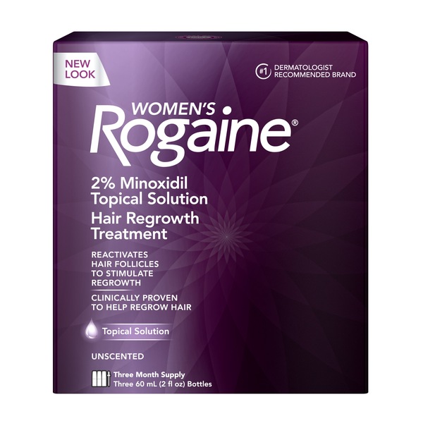 Rogaine Women's 2% Minoxidil Solution for Hair Regrowth, 3 Month Supply