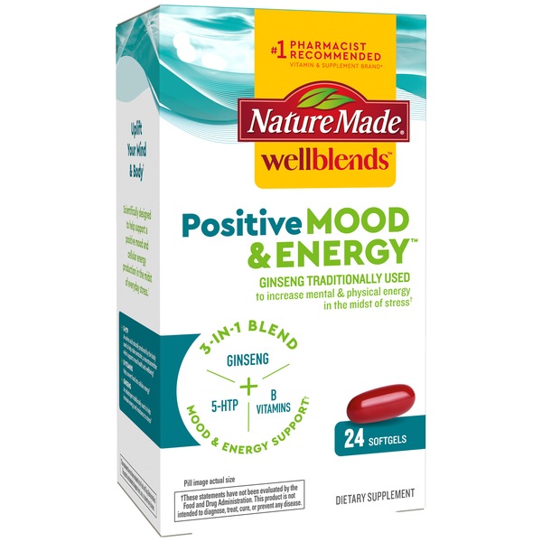 Nature Made Wellblends Positive Mood & Energy Softgels, 24 CT