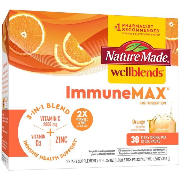 Nature Made Wellblends ImmuneMAX Fizzy Drink Mix, 30 CT
