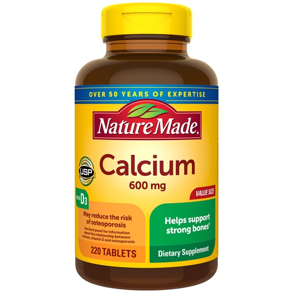 Nature Made Calcium 600 mg with Vitamin D3 Tablets, 220 CT