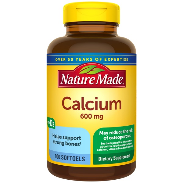 Nature Made Calcium 600 mg with Vitamin D3 Softgels, 100 CT