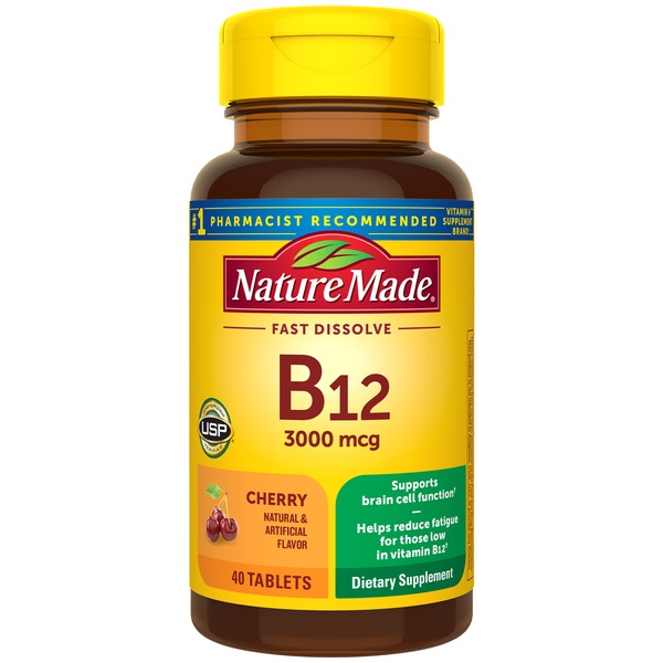 Nature Made Vitamin B12 Sublingual 3000 mcg Sugar Free Micro-Lozenges, 40 CT