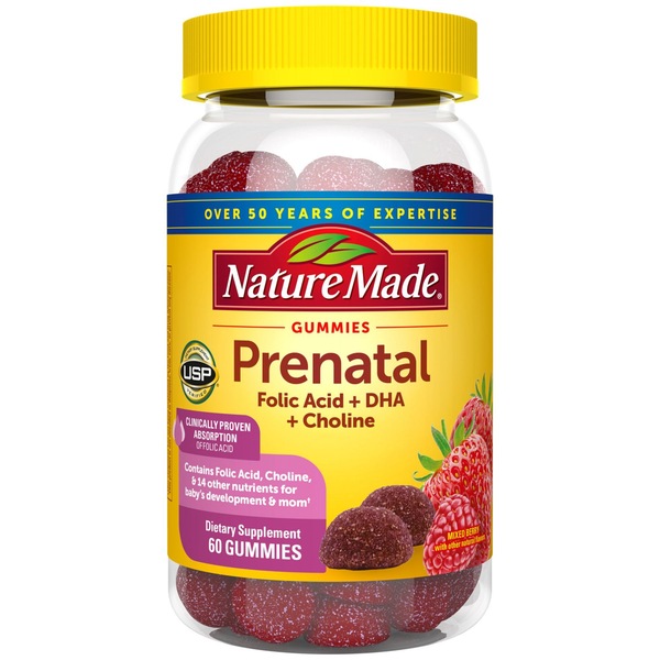 Nature Made Prenatal Gummies with DHA and Folic Acid, 60 CT