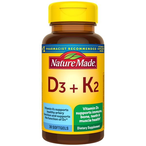 Nature Made Vitamin D3 + K2 Softgels, 30 CT