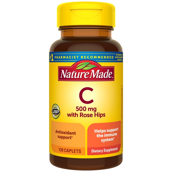 Nature Made Vitamin C 500 mg with Rose Hips Caplets, 130 CT