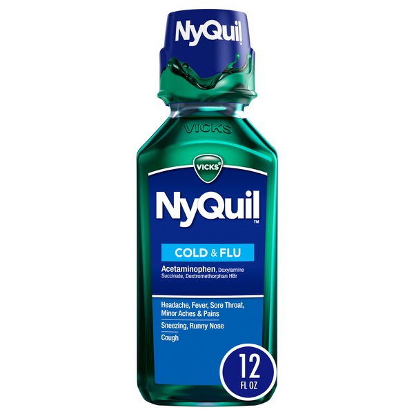 Vicks NyQuil Cold & Flu Relief Liquid, Original Flavor, 12 Fl OZ