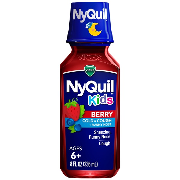 Vicks Children's NyQuil, Nighttime Cold & Cough Multi-Symptom Relief, Berry, 8 FL OZ