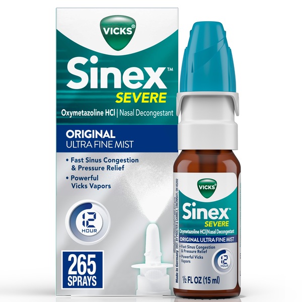 Vicks Sinex Severe 12HR Original Nasal Decongestant, 0.5 OZ