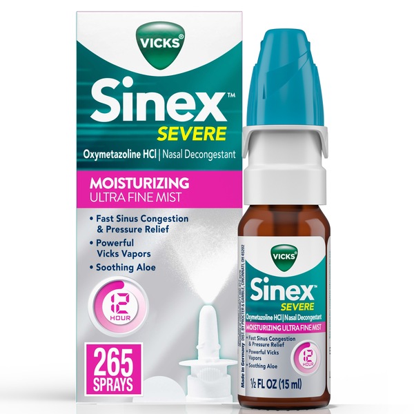 Vicks Sinex Severe 12HR Moisturizing Nasal Decongestant, 0.5 OZ