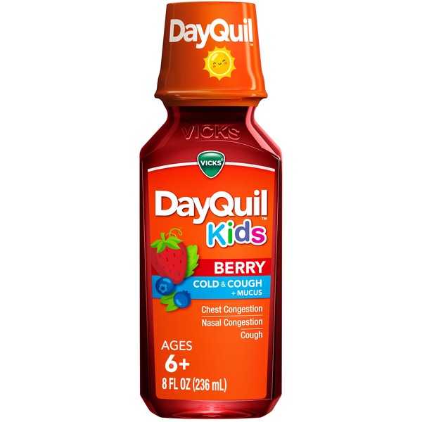 VICKS DayQuil Kids Berry Cold & Cough + Mucus Multi-Symptom Relief, Daytime Relief, 8 FL OZ