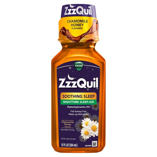 ZzzQuil Soothing Sleep Nighttime Sleep-Aid, Chamomile Honey, 12 FL OZ