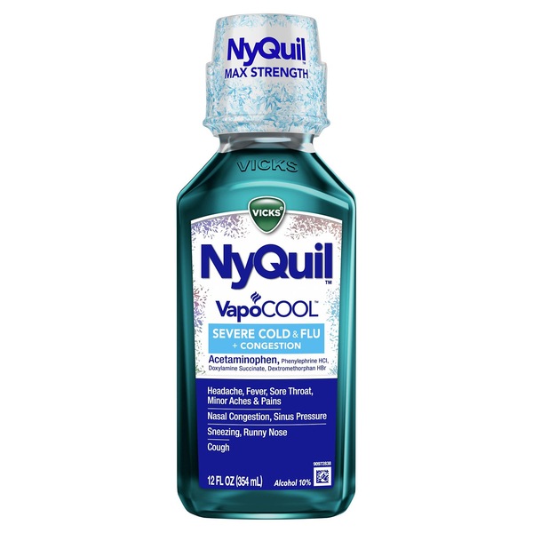 Vicks NyQuil VapoCOOL Sever Cold & Flu + Congestion Liquid, 12 OZ