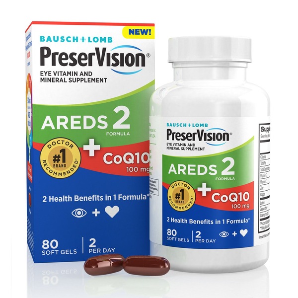 PreserVision AREDS 2 Formula + CoQ10 Vitamin & Mineral Supplement, 80 CT