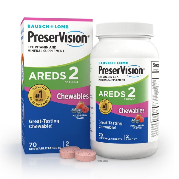 PreserVision AREDS 2 Eye Vitamin & Mineral Supplement, 70 Chewable Tablets