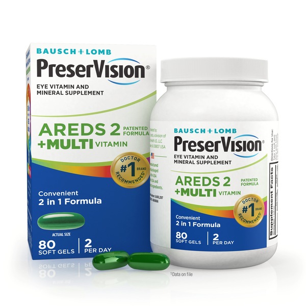 PreserVision AREDS 2 Formula + MultiVitamin, Vitamin & Mineral Supplement, 80 CT