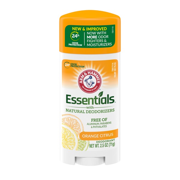 ARM & HAMMER Essentials - Desodorante, sólido ovalado, Orange Citrus, 2.5 oz