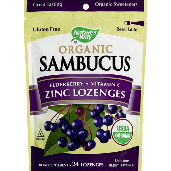 Nature's Way Organic Sambucus Elderberry Zinc Lozenges, 24 CT